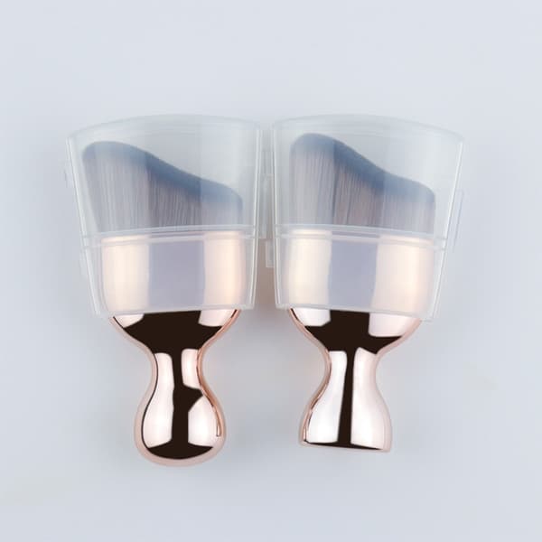 High Heel Shaped Contour Makeup Brush Set (Gold Handle, Tricolor Bristles) - 2 Pack