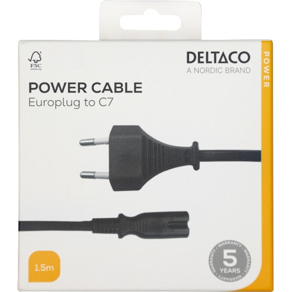 Power cord CEE 7/16 - C7, 1,5m, black