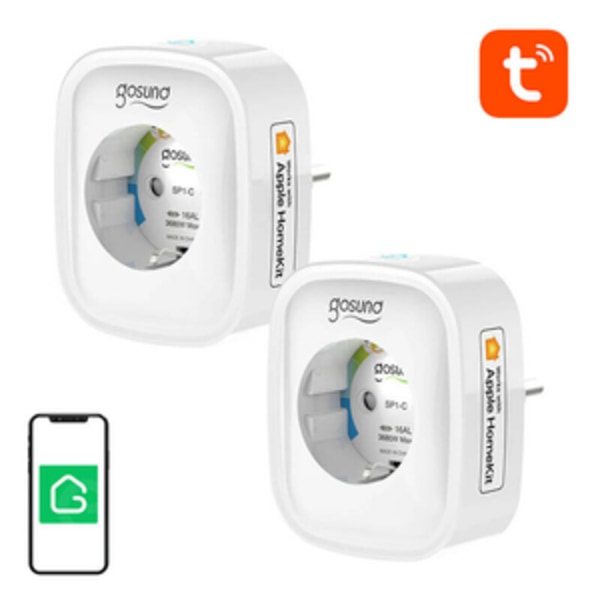 Smart stikkontakt WiFi Gosund SP1-H (2-pak)(HomeKit) 16A