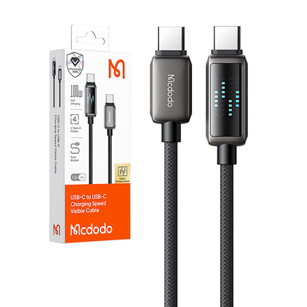 Mcdodo CA-4250 USB-C till USB-C-kabel, 100W, LED-skärm, 1,2m