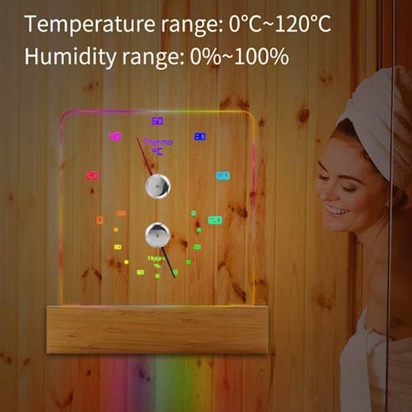 Sauna termometer hygrometer med RGB lys