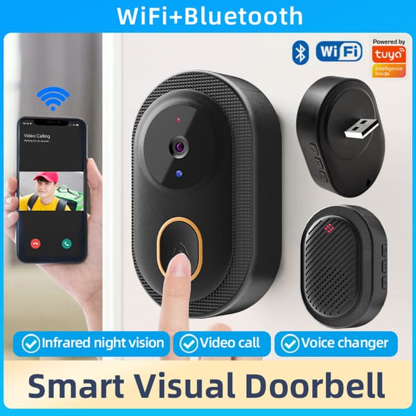 Förbättrad Hemsäkerhet: Trådlös Smart Video Dörrklocka K9 Black Black