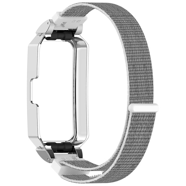 Snyggt vävt nylonband med silverram för Huawei Band Grå