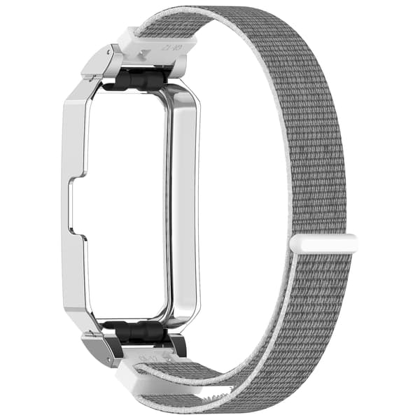 Stilfuld vævet nylonrem med sølvramme til Huawei Band Grey Grey
