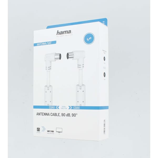 Antennekabel Vinklet 90dB Hvid 5,0m