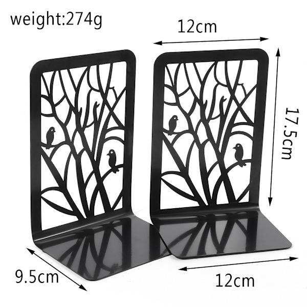 Skridsikre metal bogstøtter 2-pak Fugl