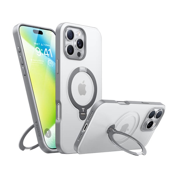 Case Torras Ostand Spin Series til iPhone 16 Pro (titanium grå)