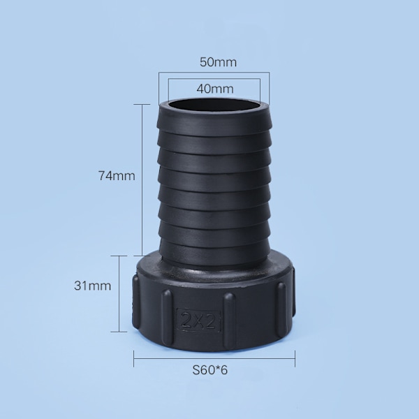 Plasttankslangadapter IBC Trädgårdsslanganslutningsverktyg 50mm