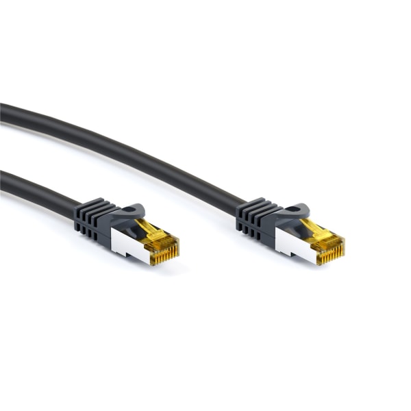 RJ45 patchkabel S/FTP (PiMF), 500 MHz, med CAT 7 råkabel, svart, 2 m