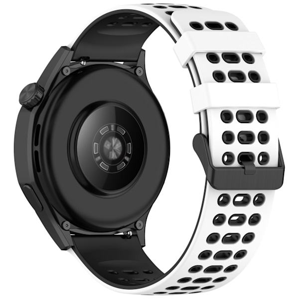 Silikonklockarmband 22mm - För Huawei Watch GT5, Keep Watch Pilot1 Vit+svart