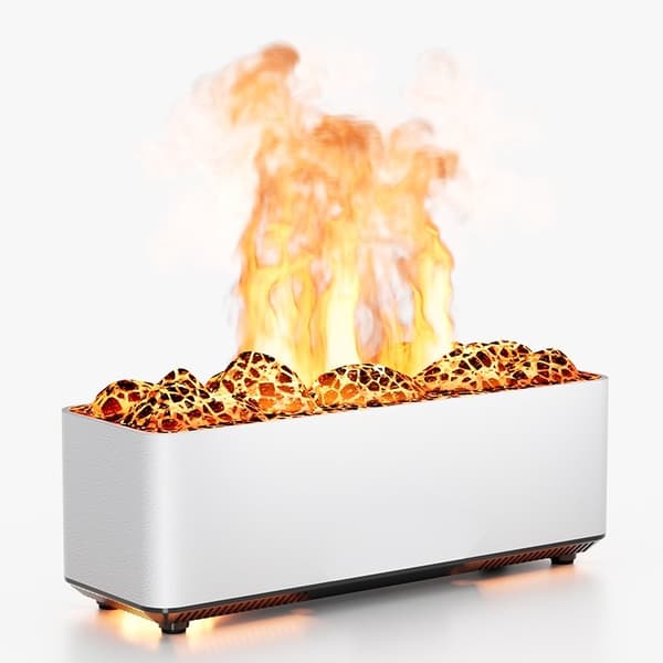 Dual Color Flame Aroma Diffuser Luftfugter - Skab en afslappende atmosfære White White