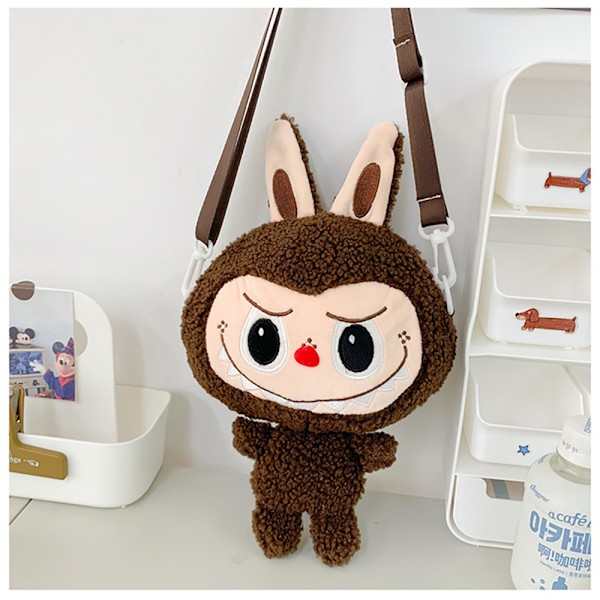 Charmerende plys-crossbody-taske Brun