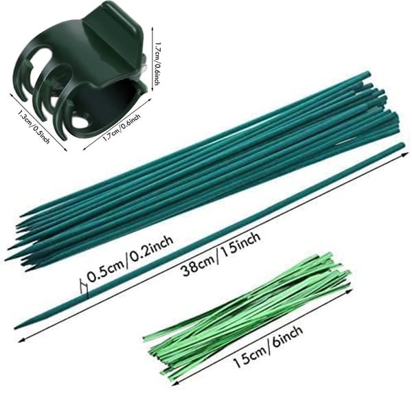 Växtstöd Pinnar Kit - 30cm, 20 Pinnar, 40 Clips, 20 Band