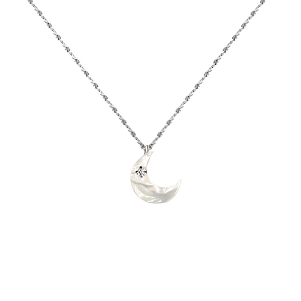 S925 Silver Halsband Moon Silver