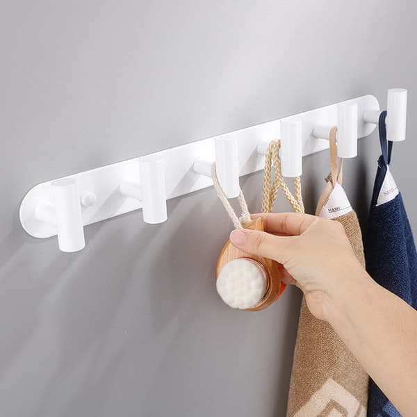 Väggmonterad klädhängare i rostfritt stål - 6 krokar White White