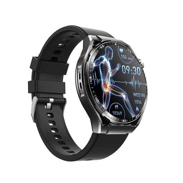 Smartur med EKG, pulsmåler, fitnesstracker og flere sportstilstande Black Silicone strap Black Silicone strap