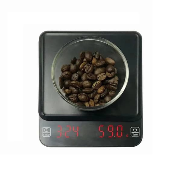 Black Digital Coffee Scale with Timer 0.1g Precision 3kg Capacity Touch Sensor Multi-Unit g Lb Oz Auto Timer Auto-Off