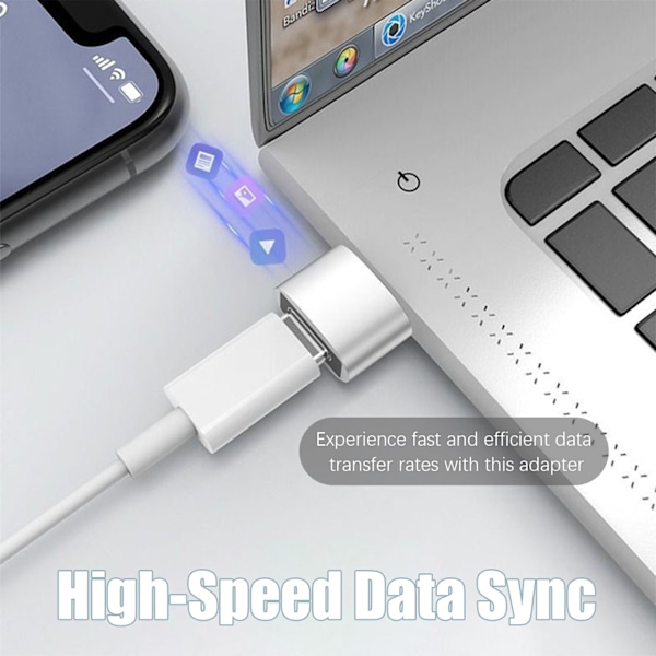 INF 2 pakkauksen USB-C-USB-sovitin tiedonsiirtoon ja lataamiseen Hopea