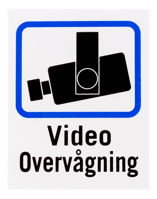 Danish TV/Video surveillance sign in plastic, 8x10cm, 2-pack