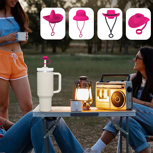 4-pack silikon sugrörsskydd, återanvändbara sugrörslock