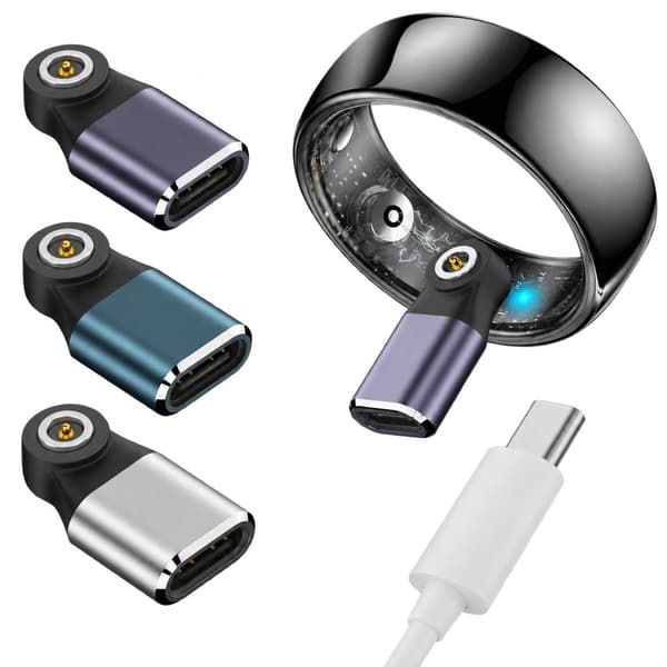 Magnetisk laddningsadapter för smart ring, N52-magnet, kortslutningsskydd, aluminiumlegering, 2-pack för NFC-ring Silver Silver