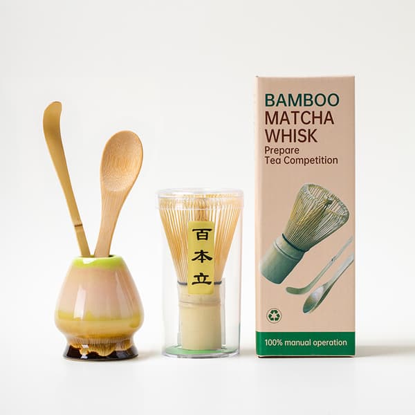 Komplett Keramisk Matcha Set med Bambuvisp och Skopa