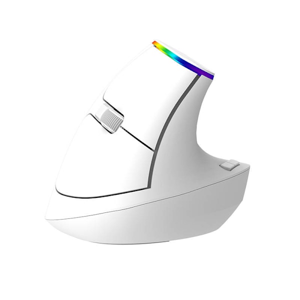Trådlös vertikal mus Delux M618C 2.4G 1600DPI RGB (vit)