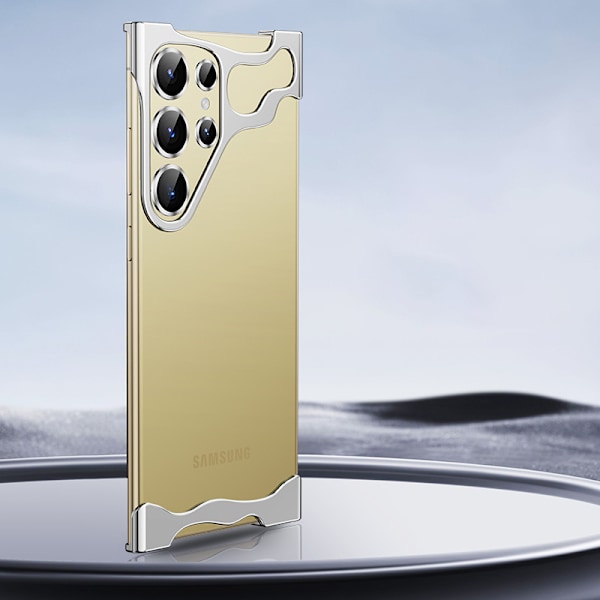 Tyylikäs hopeanvärinen metallikotelo + linssikalvo Samsung S25 Ultralle