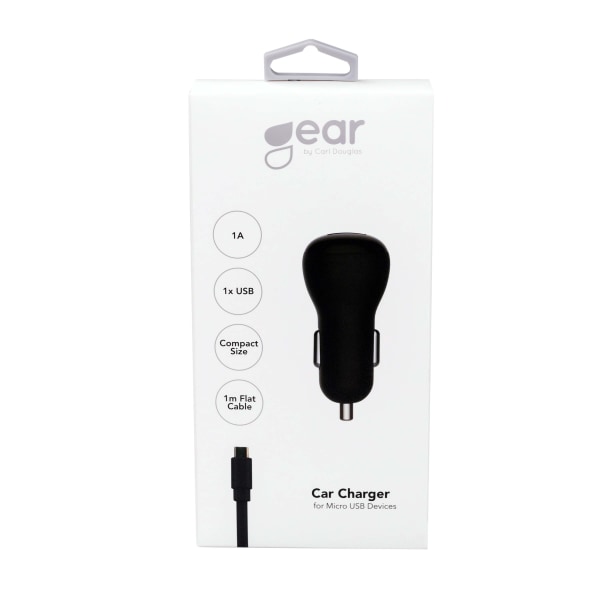 Laddare 12-24V 1xUSB 1A svart MicroUSB babel platt 1m