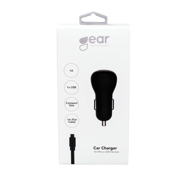 Lader 12/24V 1xUSB 1A + MicroUSB Kabel 1.0m Sort