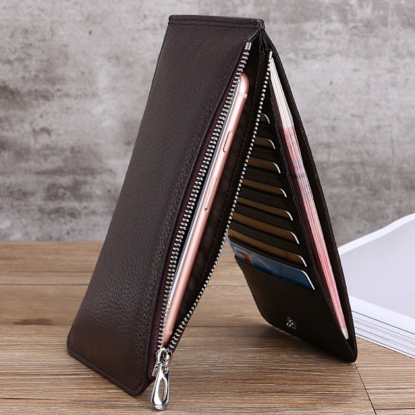 RFID-blockerande läderplånbok för män, Slim Bifold-plånbok
