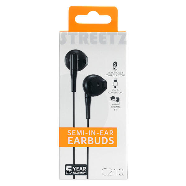 C210 Semi-in-ear earbuds, 3-button, USB-C, black