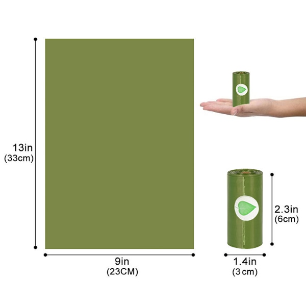 Biohajoavat koiralaukut - annostelija - Army green 16-osainen