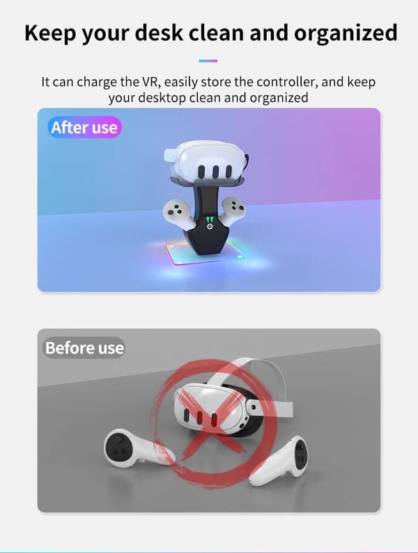 Oculus Quest 3/4s -lataustelakka ja -ohjaimen teline