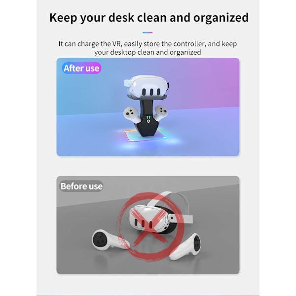 Oculus Quest 3/4s opladningsdock & controller-stander