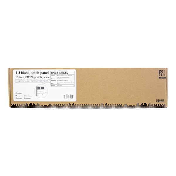 Patch panel 24 ports w/out connectors cable support 1U 19"