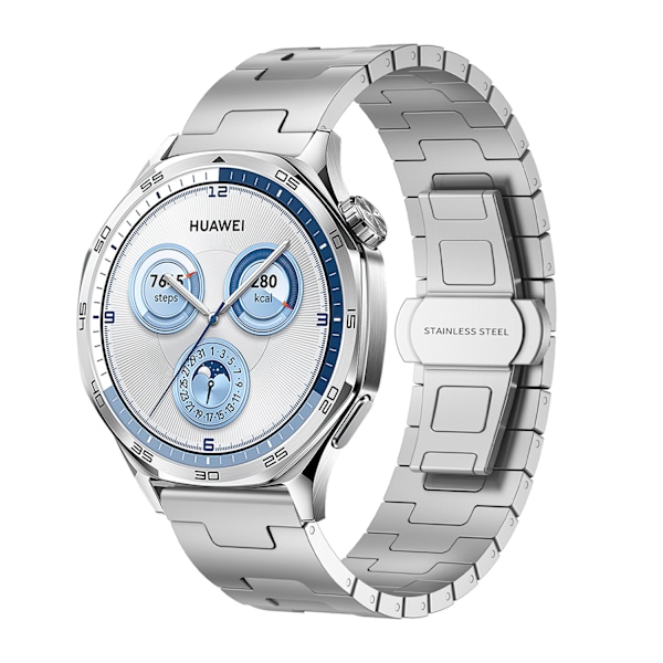 Titanium klockarmband för 22 mm Smartwatch Butterfly Clasp (DLC-förstärkt skydd) Silver