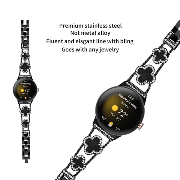 Cloverlink-kæde til Google Pixel Watch Black Black