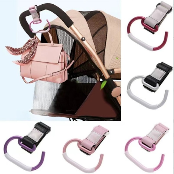 2-pakke klapvognskroge, justerbare stropper, holder op til 2,5 kg