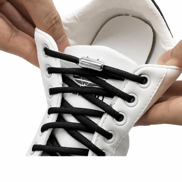 Bindningsfri elastiske snørebånd med lås 1 par Black Black