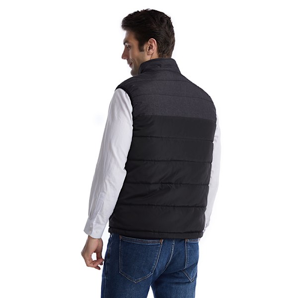 Opvarmet vest med dobbelte kontroller, konstant temperatur og varme Sort+grå 3XL
