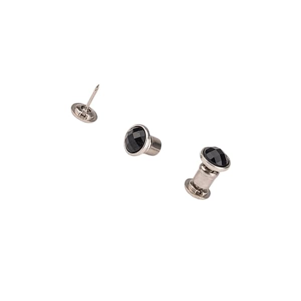 Usynlige Tryklåse, Flad Bagside Rhinestone Runde Knapper (10 stk.) Black Black