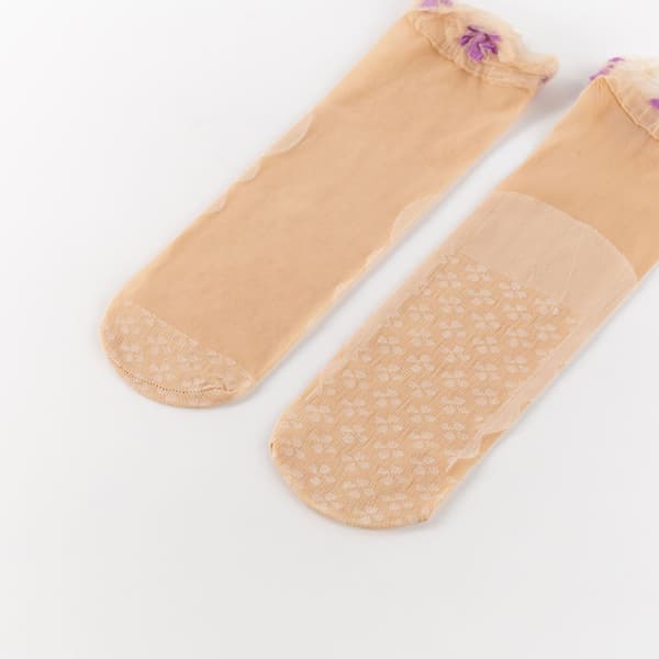 10 par damesilke korte sokker Beige Beige