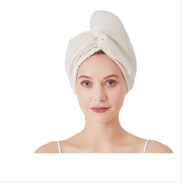 Hårttørrehætte i mikrofiber, hurtigtørrende håndklæde til hårindpakning White White