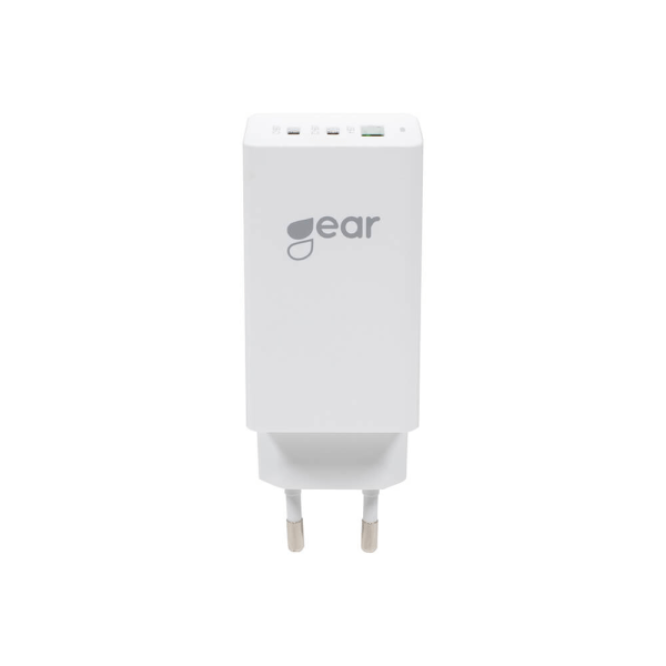 GEAR Laddare GAN 220V 2xUSB-C + 1xUSB-A PD 45W + 18W + 3A (total