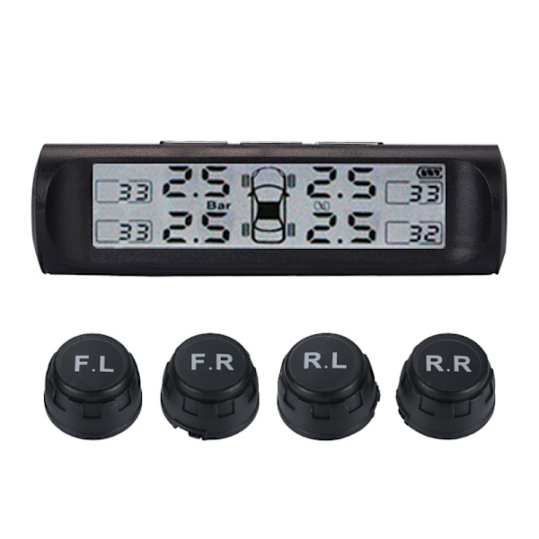 Solar TPMS Däcktrycksövervakningssystem med LCD-skärm