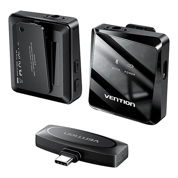 Trådlös mikrofon x2 Vention NCBB0 USB-C (svart)