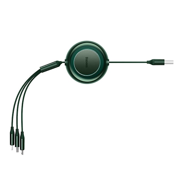 Baseus Bright Mirror 2, USB 3-i-1-kabel för micro USB / USB-C / Lightning 3,5A 1,1m (grön)