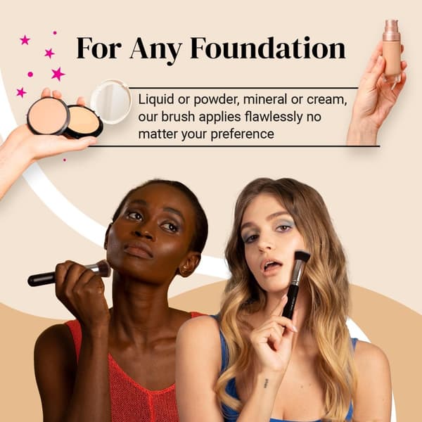 Flat-Top Foundation Brush – Soft Synthetic Bristles Black ABS Handle for Smooth Streak-Free Makeup Application
