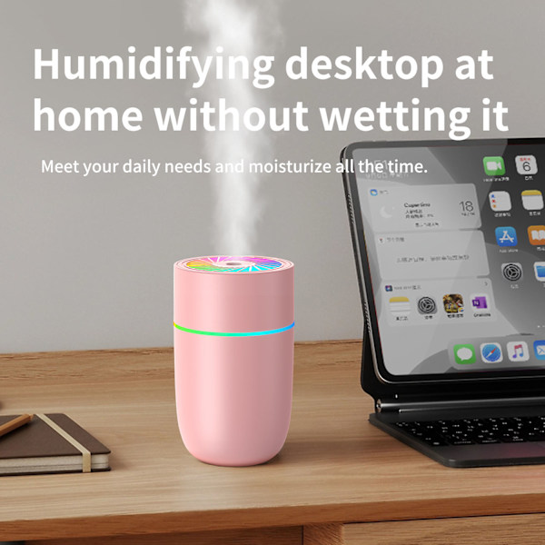 WT-009 Bilfuktare: USB Mini Tyst Färgglatt Ljus Rosa